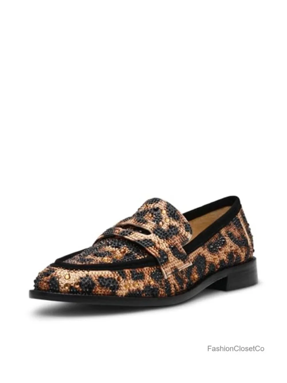 Betsey Johnson Rhinestone Slip-On Loafer Flat Round Toe PU